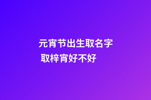 元宵节出生取名字 取梓宵好不好
